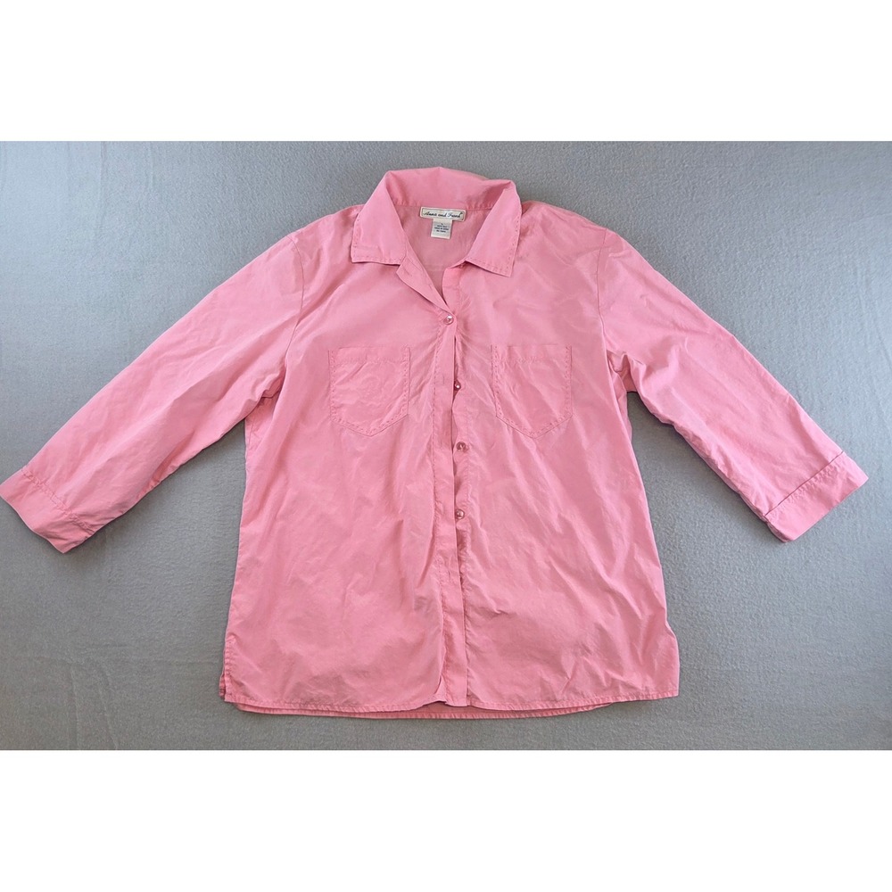 Anna and Frank 90s Pink Silk Button Up Minimalist Casual Luxe Blouse 3/4 Sleeve - Picture 12 of 12